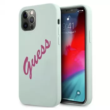 Guess Silicone Vintage capa rígida para Apple iPhone 12 / 12 Pro 6,1 polegadas - azul fúcsia