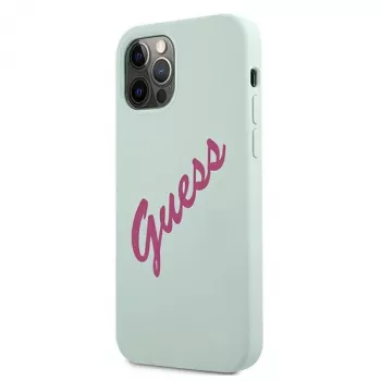 Guess Silicone Vintage capa rígida para Apple iPhone 12 / 12 Pro 6,1 polegadas - azul fúcsia