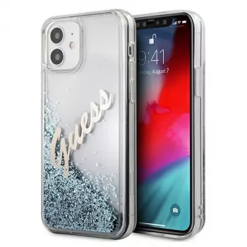 Guess Glitter Vintage Script capa rígida para Apple iPhone 12 mini - azul