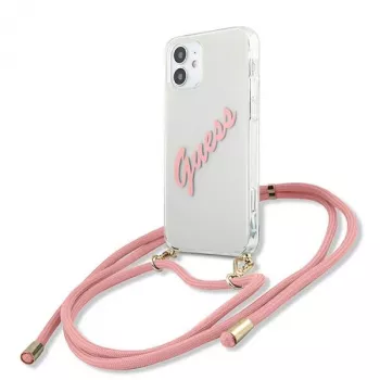 Guess GUHCP12SCRTVSPI iPhone 12 mini 5,4 polegadas capa rígida rosa Script Vintage