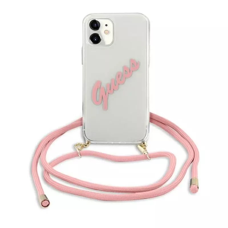 Guess GUHCP12SCRTVSPI iPhone 12 mini 5,4 polegadas capa rígida rosa Script Vintage