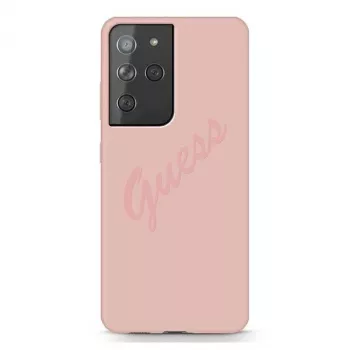 Guess GUHCS21LLSVSPI capa rígida Script Vintage para Samsung Galaxy S21 Ultra (SM-G998) - rosa