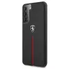 Ferrari FEOSIHCS21SBK capa rígida Off Track pele nylon com riscas para Samsung Galaxy S21 (G991) - preta
