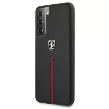 Ferrari FEOSIHCS21SBK capa rígida Off Track pele nylon com riscas para Samsung Galaxy S21 (G991) - preta