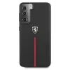 Ferrari FEOSIHCS21SBK capa rígida Off Track pele nylon com riscas para Samsung Galaxy S21 (G991) - preta