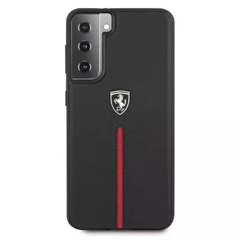 Ferrari FEOSIHCS21MBK S21+ G996 capa rígida preta Off Track Leather Nylon Stripe