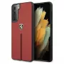 Ferrari FEOSIHCS21MRE S21+ G996 capa rígida vermelha Off Track Leather Nylon Stripe para Samsung Galaxy S21+
