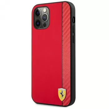 Ferrari FESAXHCP12LRE iPhone 12 Pro Max 6,7 polegadas capa rígida vermelha On Track Carbon Stripe