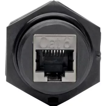 Eaton Tripp Lite N206-BC01-IND Conector RJ45 de painel Cat5/Cat6 fêmea-fêmea blindado industrial IP68 com tampa de proteção contra pó TAA