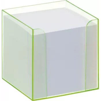 Folia 9907/4 Caixa de notas com borda fluorescente verde e cubo de papel