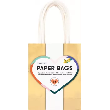 Folia Sacos de presente dourados brilhantes pequenos pack de 10