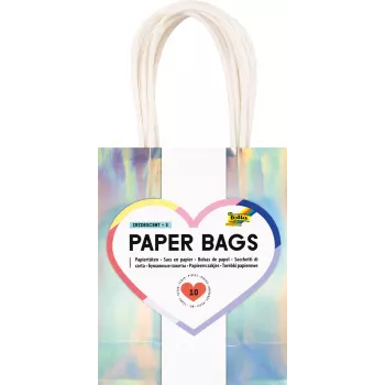 Folia Sacos de presente de papel iridescente pequenos brilhantes pack de 10
