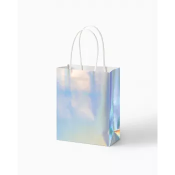 Folia Sacos de presente de papel iridescente pequenos brilhantes pack de 10