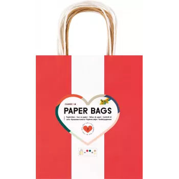Folia 7 Sacos de Papel CLASSIC M Vermelho Natural Verde Creme Dourado Metálico 18,0 x 21 cm