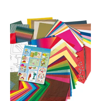 Folia 50915/1 Conjunto de Papel de Artesanato - 107 peças - Multicolorido - Rapazes e Raparigas - Papel, Cartão, Película - Caixa