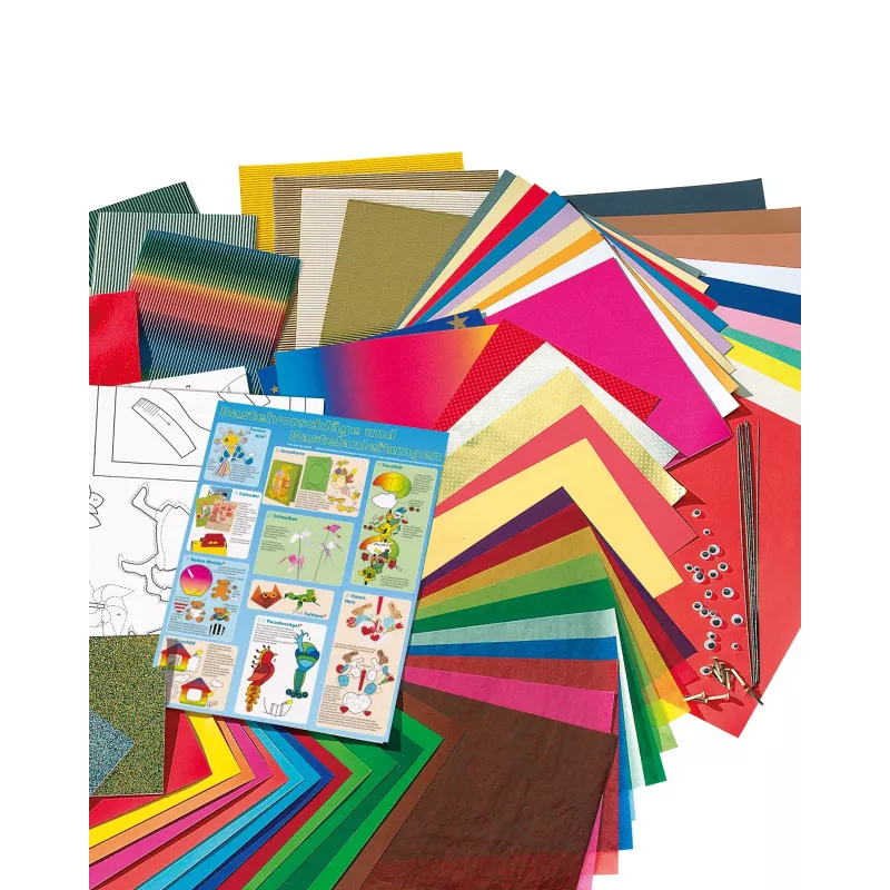 Folia 50915/1 Conjunto de Papel de Artesanato - 107 peças - Multicolorido - Rapazes e Raparigas - Papel, Cartão, Película - Caixa