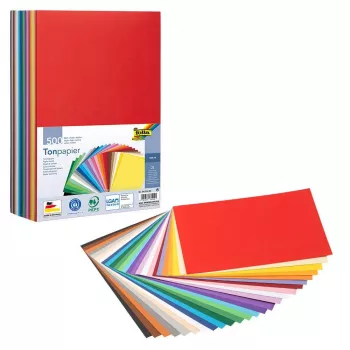 Folia Papel de Artesanato Cores Mistas 130 g/m² 500 folhas - A4