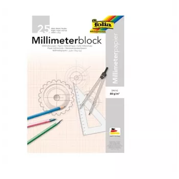 Folia 8230/25 Bloco de Papel Milimétrico A3, 25 folhas