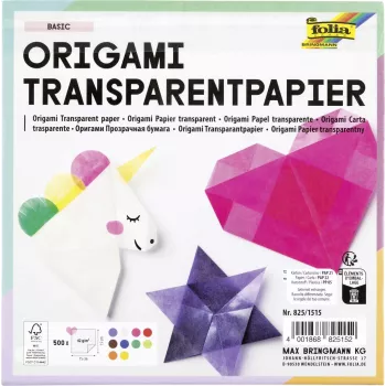 Folia Papel de Dobrar Transparente 15 x 15 cm, 50 folhas, 42 g/m²
