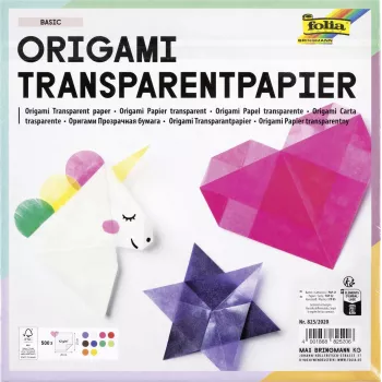Folia Papel de Dobrar Transparente 20 x 20 cm, 20 folhas, 42 g/m², transparente