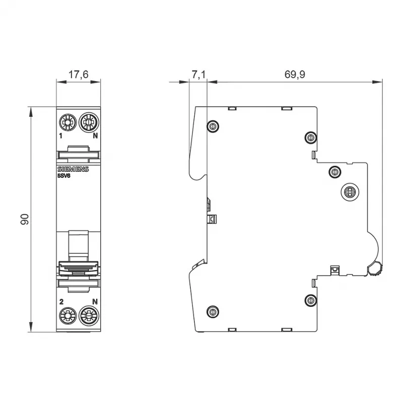 Siemens 5SV6016-6KK16 Aparelho Combinado AFDD/MCB B16 2 polos 230V 1TE