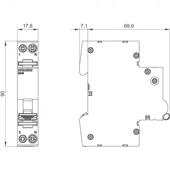Siemens 5SV6016-7KK16 disjuntor de proteção contra incêndios (AFDD) com MCB C16 de 2 polos 230V 1TE