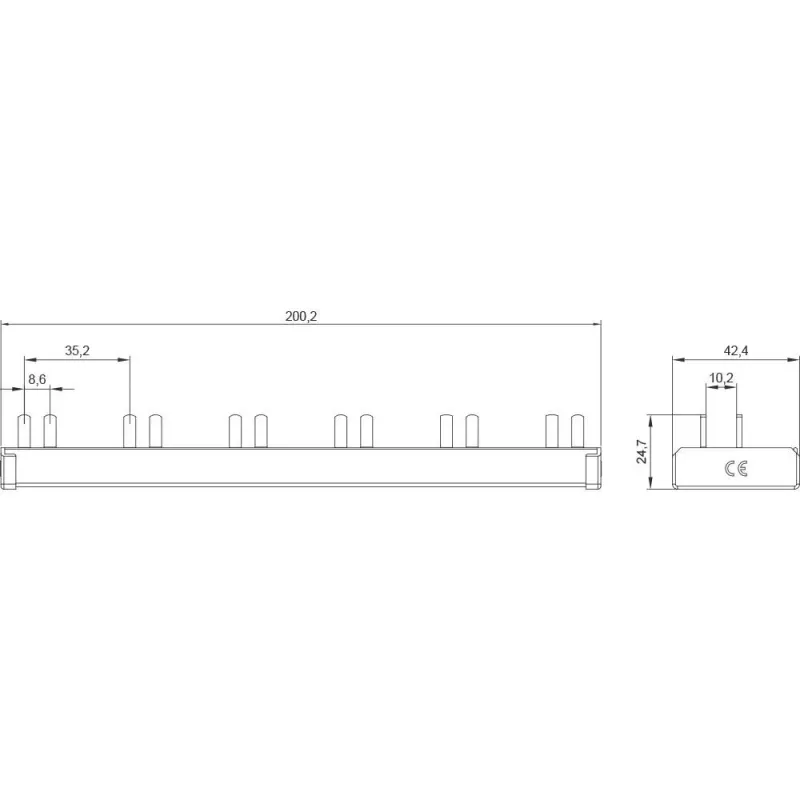 SIEMENS 5ST3675-0 Barra Coletora de Pinos 10mm² 3p/N 6xAFD+6xKomp. 12TE