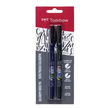 Tombow WS-BHS-2P Conjunto de Dual Brush Pen - preto - 2 unid. - embalagem blister