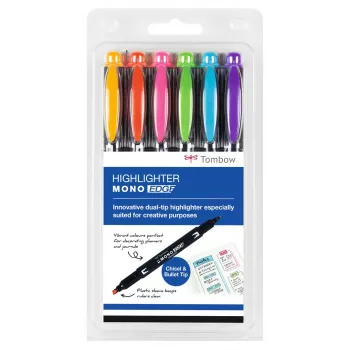 Tombow MONO Edge Conjunto de marcadores Highlighter - ponta chanfrada e ponta redonda 3,8mm 0,8mm linha variada (6 canetas)