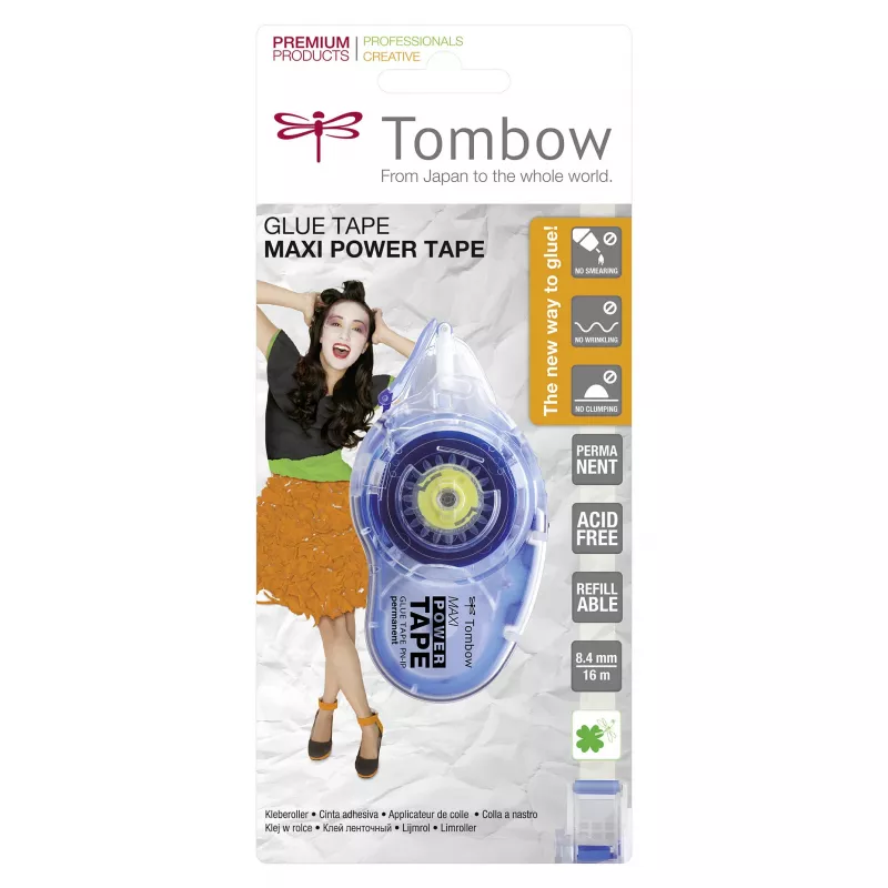 Tombow PN-IP rolo de cola - azul - transparente - 16 m - 8,4 mm - cartão - vidro - papel - 1 unidade