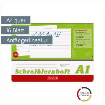 Caderno de aprendizagem da escrita BRUNNEN A4q 16 folhas pautado sem margem - A1