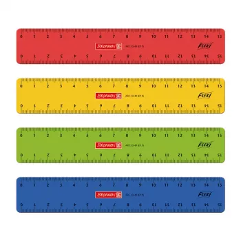 Régua BRUNNEN 15,0 cm escolha de cor vermelho amarelo verde azul