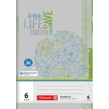 Caderno escolar reciclado BRUNNEN Lineatur 6 liso sem margem A4