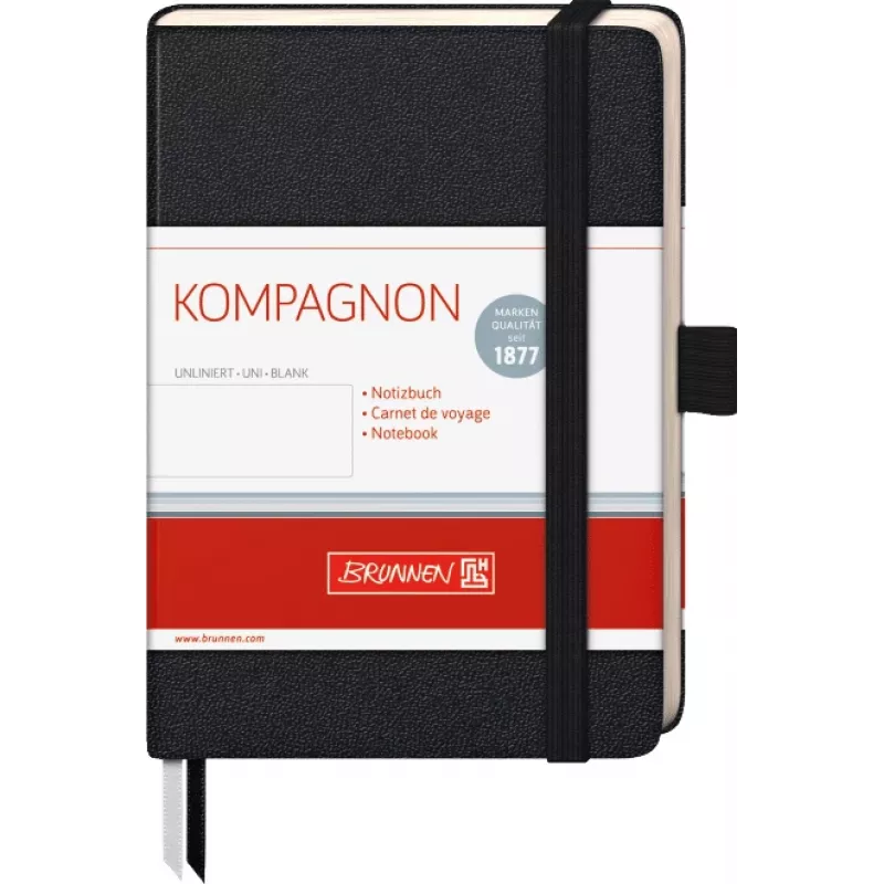 Caderno BRUNNEN KOMPAGNON A6 liso 192 páginas capa dura preto