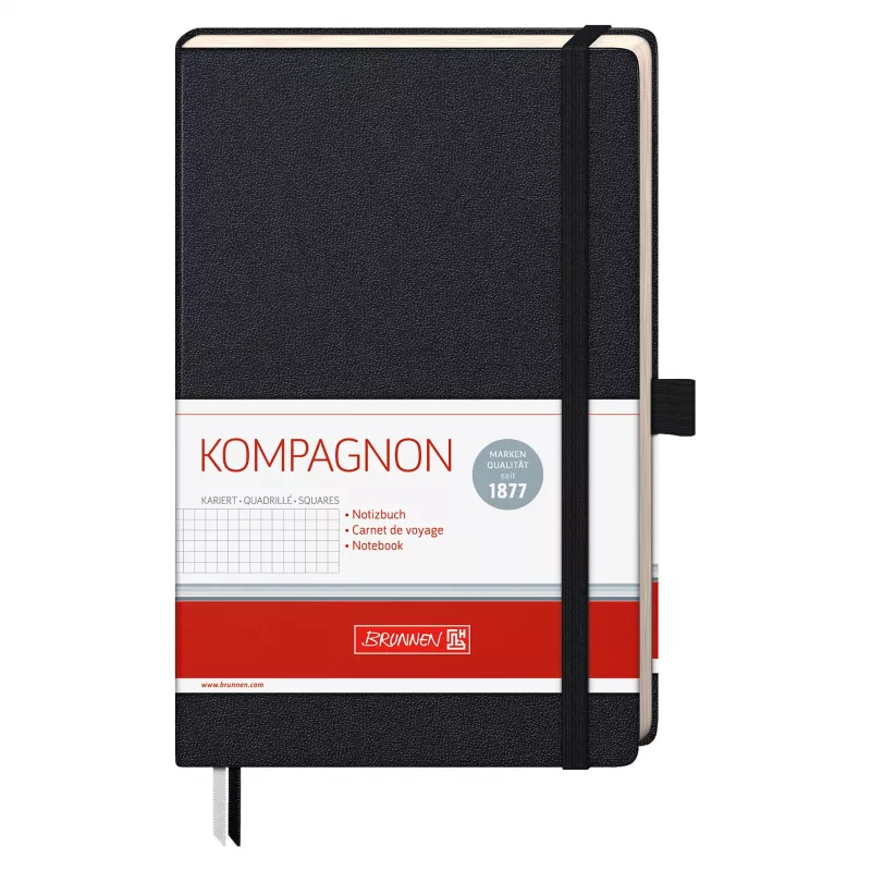 Caderno BRUNNEN KOMPAGNON A5 quadriculado preto 96 folhas