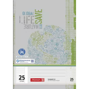 Caderno escolar BRUNNEN A4 pautado 16 folhas reciclado Blauer Engel