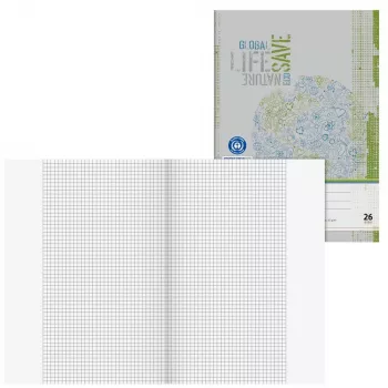 Caderno escolar Brunnen reciclado linha 26 quadriculado com margem A4 16 folhas 32 páginas 70 g/m² papel reciclado Blauer Engel