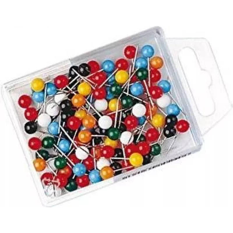 WEDO 56 199 alfinetes de marcação, 16 mm, cabeça de 6 mm, cores variadas