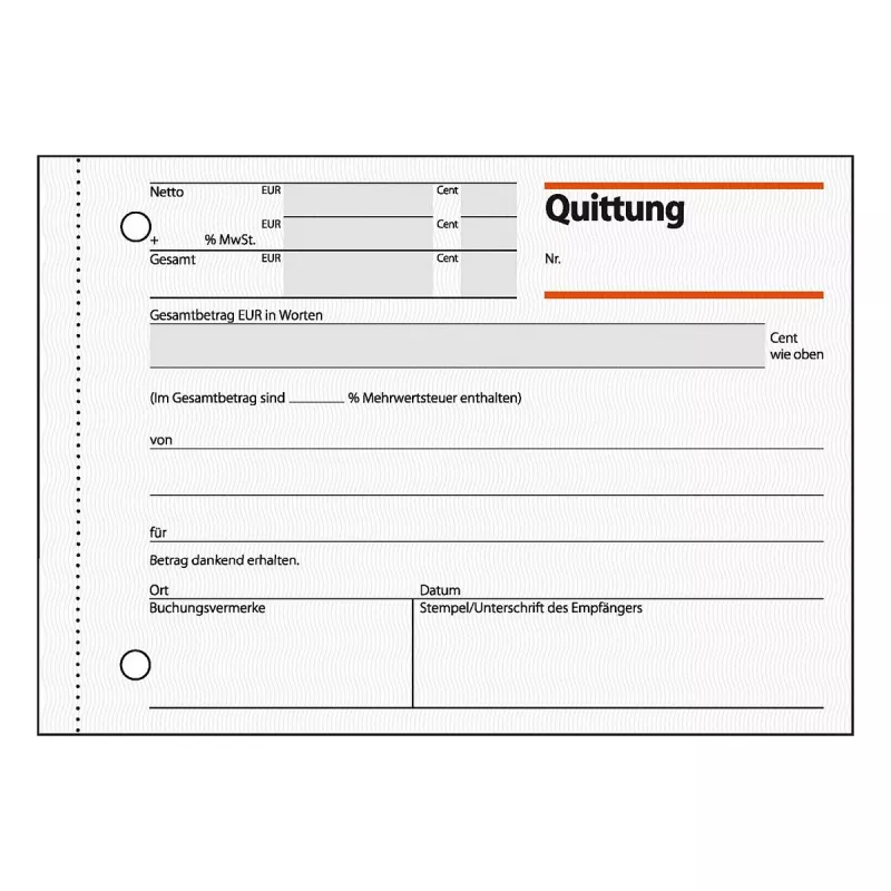 Sigel QU615 livro de recibos, A6 horizontal, 50 folhas, verde