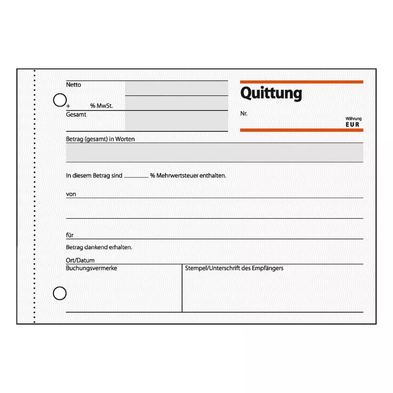 Sigel QU619 livro de recibos, IVA discriminado, A6 horizontal, 50 folhas