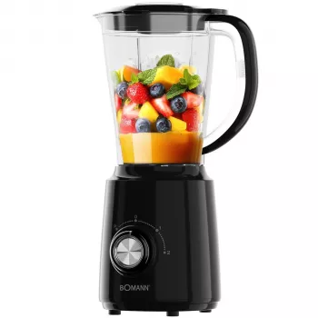 Bomann UM 6091 CB preto liquidificadora 1200 W 6,3 L taça de aço inoxidável