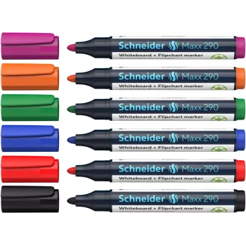 Schneider Maxx 290 Conjunto de marcadores para quadro branco e flipchart, 6 unid., várias cores, 2,0 - 3,0 mm