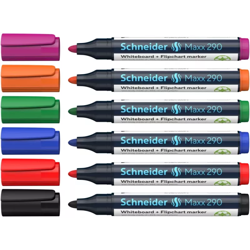 Schneider Maxx 290 Conjunto de marcadores para quadro branco e flipchart, 6 unid., várias cores, 2,0 - 3,0 mm