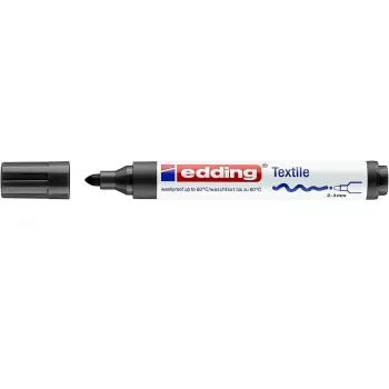 Marcador têxtil EDDING 4500 preto ponta redonda 2-3 mm permanente opaco tinta pigmentada à base de água 1 unidade