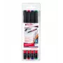 Conjunto de marcadores permanentes EDDING 141 F - ponta fina 0,6 mm - preto, azul, verde, vermelho - 4 marcadores