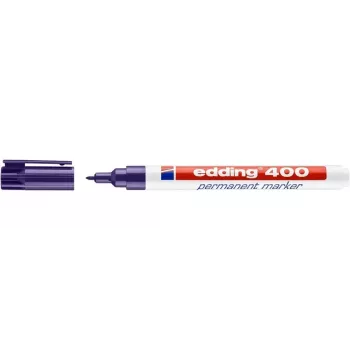 Marcador permanente EDDING 400 violeta ponta redonda 1 mm corpo em plástico para cartão vidro couro metal plástico madeira