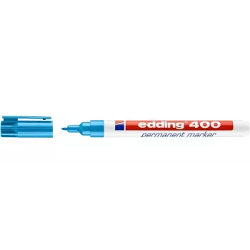 Marcador permanente EDDING 400 - azul-claro - ponta redonda - 1 mm - plástico - cartão, vidro, couro, metal, plástico, madeira