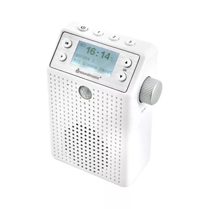 Soundmaster DAB60WE Rádio de tomada DAB+, FM, Bluetooth, função mãos-livres USB, resistente a salpicos, branco