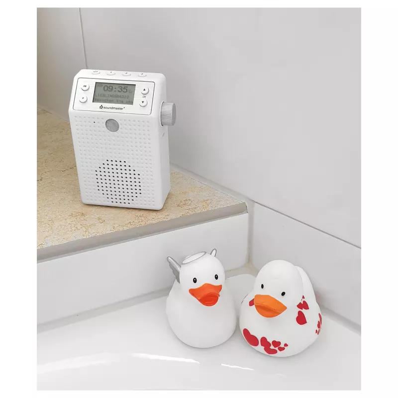 Soundmaster DAB60WE Rádio de tomada DAB+, FM, Bluetooth, função mãos-livres USB, resistente a salpicos, branco