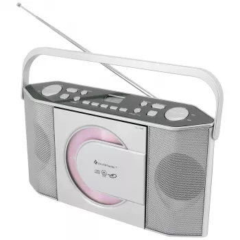 Soundmaster RCD1755SI Rádio de CD portátil com sintonizador FM, prateado